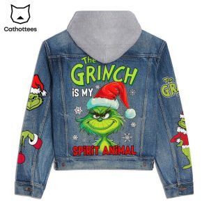 The Grinch Spririt Animal Design Hooded Denim Jacket