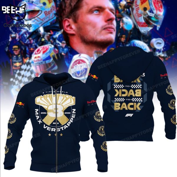 Time World Champion Max Verstappen 2023 Back To Back To Back 3D Hoodie