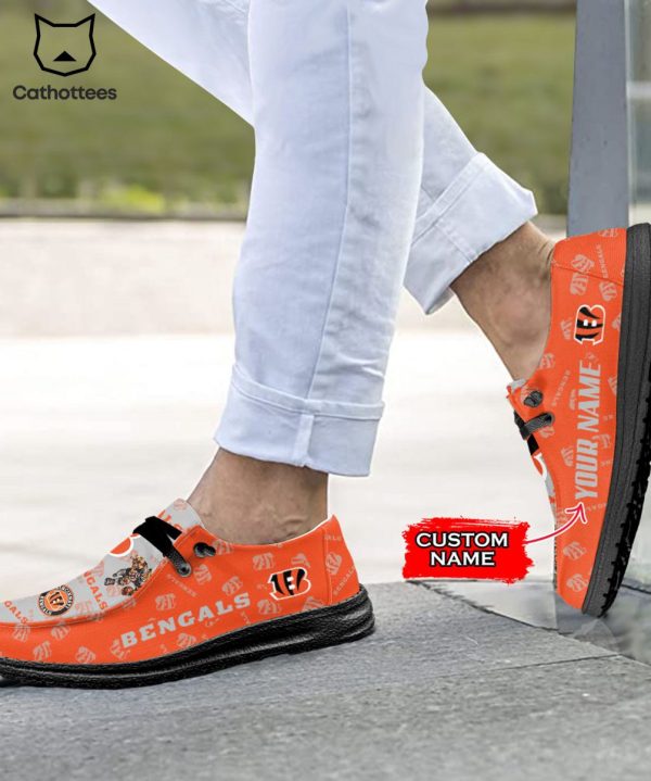 TRENDING NFL Cincinnati Bengals  Custom Name Hey Dude Shoes