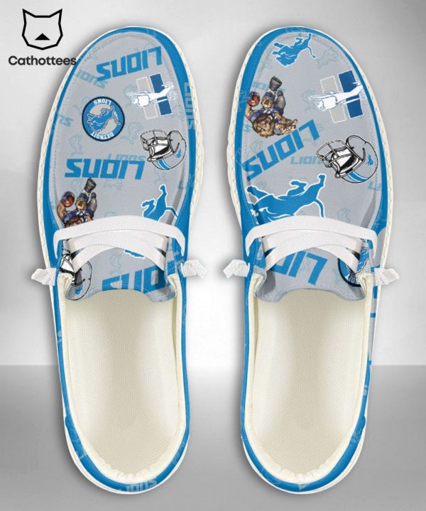 TRENDING NFL Detroit Lions  Custom Name Hey Dude Shoes