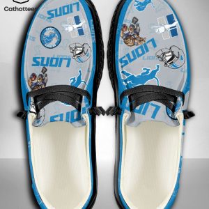 TRENDING NFL Detroit Lions  Custom Name Hey Dude Shoes