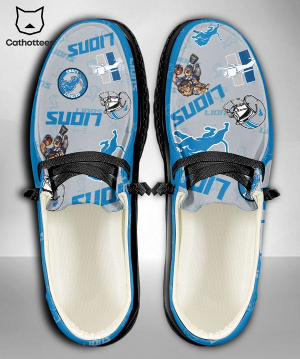 TRENDING NFL Detroit Lions  Custom Name Hey Dude Shoes