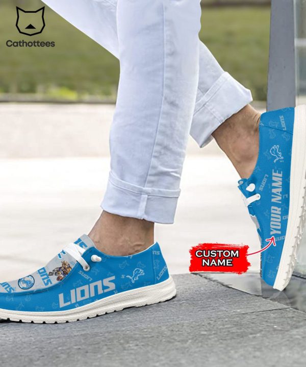 TRENDING NFL Detroit Lions  Custom Name Hey Dude Shoes