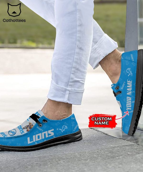 TRENDING NFL Detroit Lions  Custom Name Hey Dude Shoes