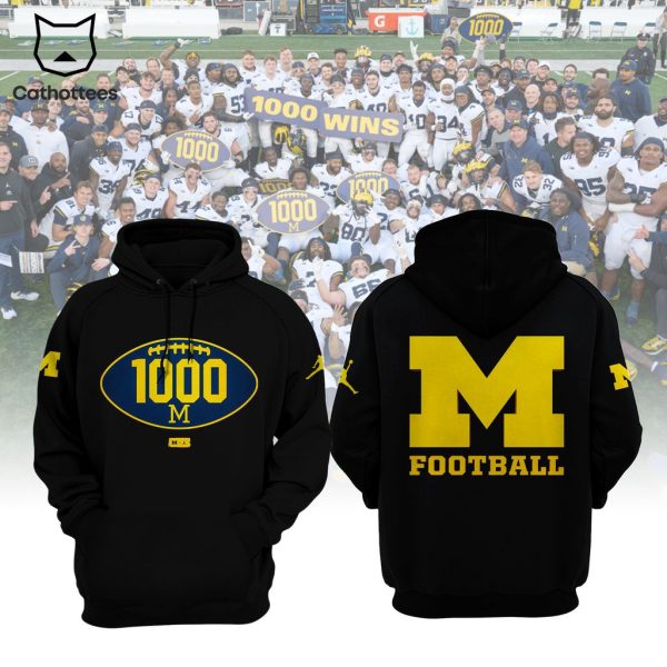 1000 Wins Michigan Football Black Design 3D Hoodie