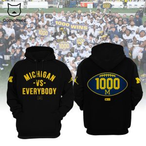 1000 Wins Michigan Vs Everybody Logo Black Design 3D Hoodie