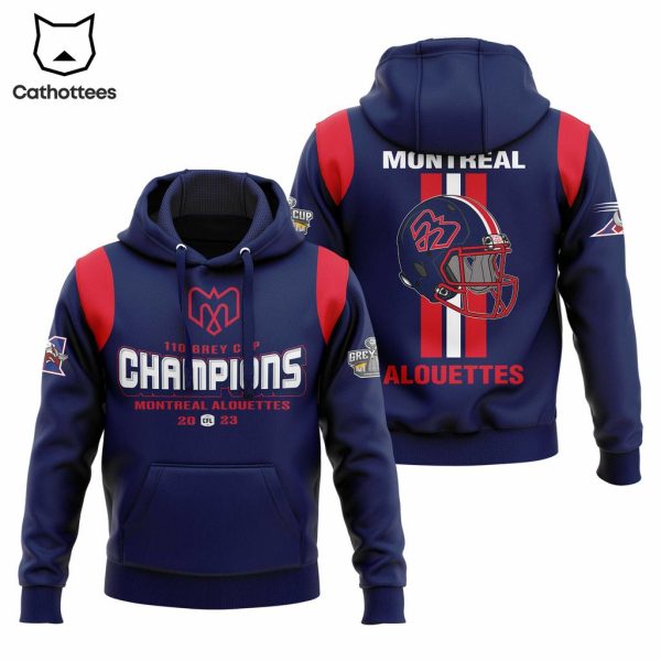 110th Grey Cup Champions Montreal Alouettes 2023 Blue Design 3D Hoodie