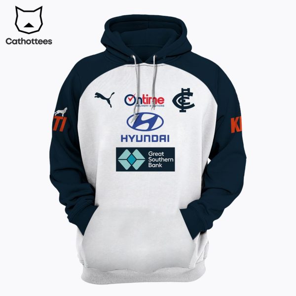 AFL Carlton Blues Charlie Curnow 30 Pullover White Blue Design 3D Hoodie