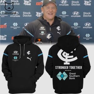 AFL Carlton Blues Stronger Together Great Southern Bank Black Design 3D Hoodie