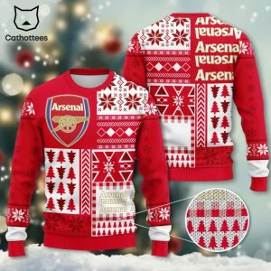 Arsenal Christmas Red White Tree Design 3D Sweater