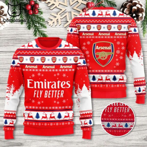 Arsenal Fly Better Christmas Red Design 3D Sweater