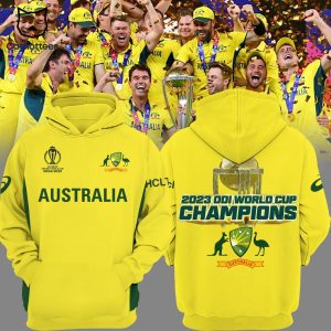 Australian Men’s Cricket Team Champions ICC World Cup 2023 Yellow Design 3D Hoodie