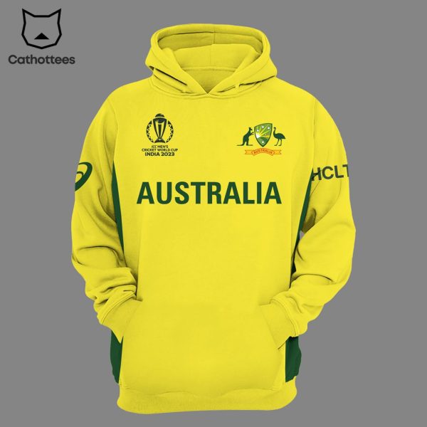 Australian Men’s Cricket Team Champions ICC World Cup 2023 Yellow Design 3D Hoodie