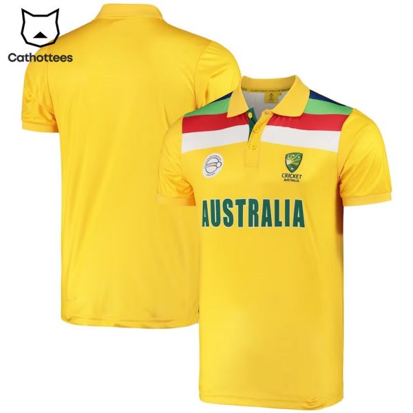 Australian Men’s Cricket Team Champions Yellow Design 3D Polo Shirt