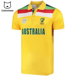 Australian Men’s Cricket Team Champions Yellow Design 3D Polo Shirt