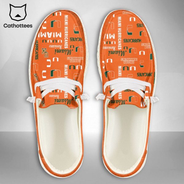 AVAILABLE NCAA Miami Hurricanes Custom Name Hey Dude Shoes