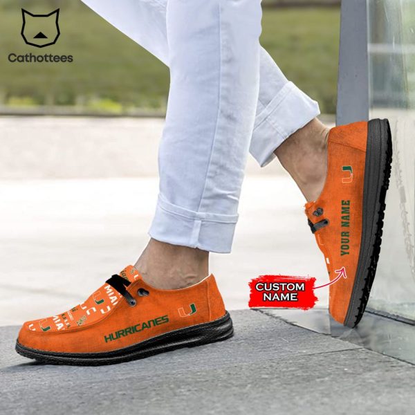 AVAILABLE NCAA Miami Hurricanes Custom Name Hey Dude Shoes