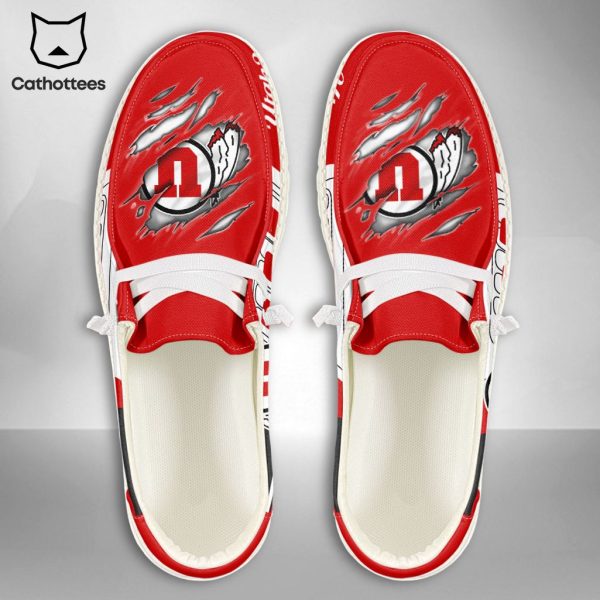 AVAILABLE NCAA Utah Utes Custom Name Hey Dude Shoes