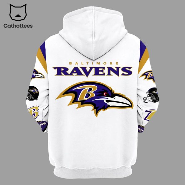 Baltimore Ravens 1996 Nike Mascot Design White 3D Hoodie