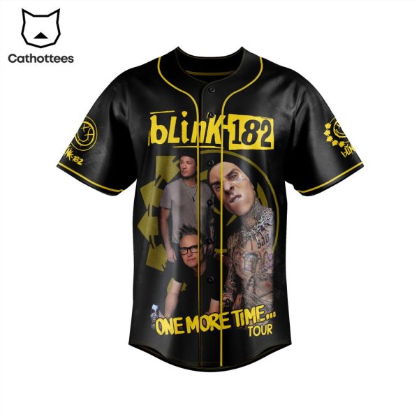 Blink -182 One More Time Tour Portrait Black Design Baseball Jersey