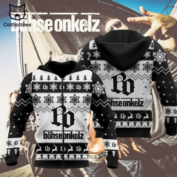 Bohseonkelz Christmas White Black Design 3D Hoodie