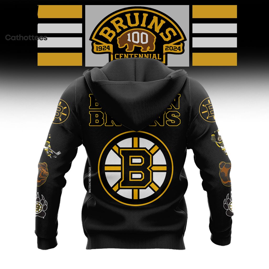 Boston Bruins 100 Centennial Black Nike Logo Design 3D Hoodie