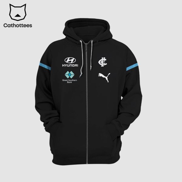 Carlton Blues FC Hyundai Logo Black Design 3D Hoodie