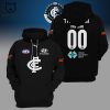 Hyundai AFL Carlton Blues Charlie Curnow Logo Black Design 3D Hoodie