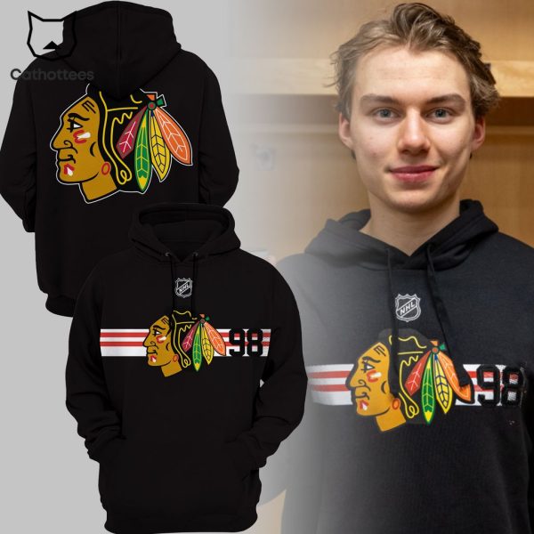 Chicago Blackhawks Black 98 Logo Design 3D Hoodie