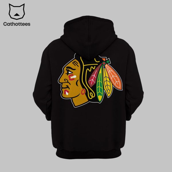 Chicago Blackhawks Black 98 Logo Design 3D Hoodie