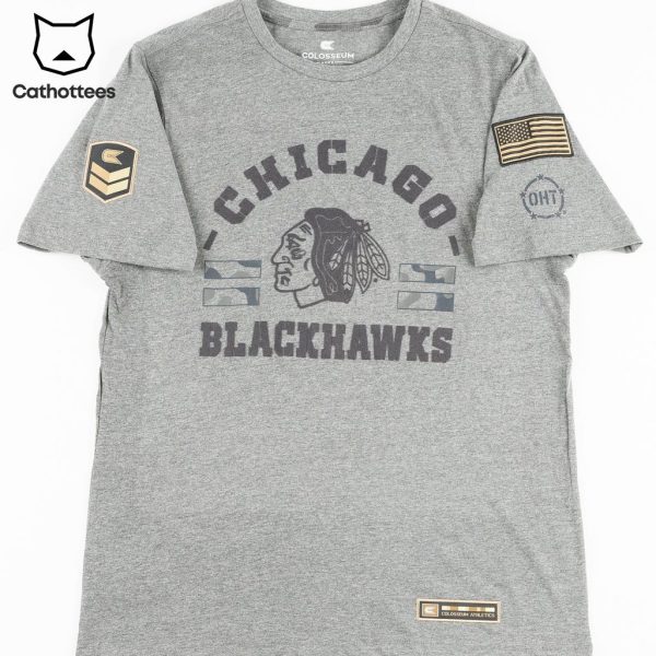 Chicago Blackhawks Military Appreciation Gray Design 3D T-Shirt