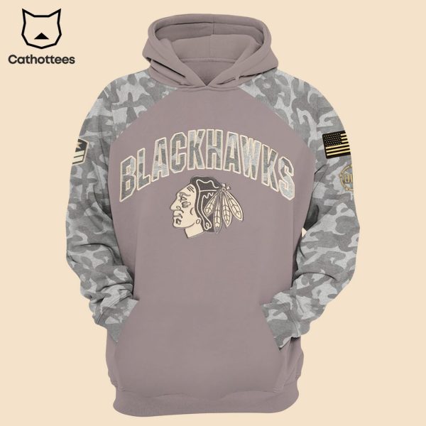 Chicago Blackhawks Military Appreciation Logo Design 3D Hoodie