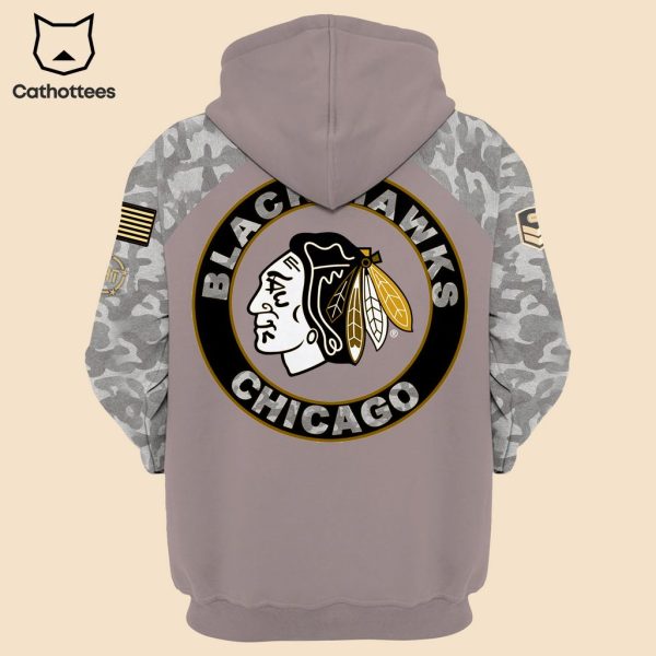 Chicago Blackhawks Military Appreciation Logo Design 3D Hoodie