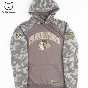 Chicago Blackhawks Military Appreciation Logo Gray Design 3D Hoodie