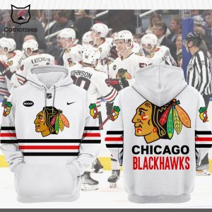 Chicago Blackhawks Military Appreciation White Logo Design 3D Hoodie