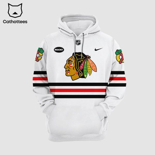 Chicago Blackhawks Military Appreciation White Logo Design 3D Hoodie