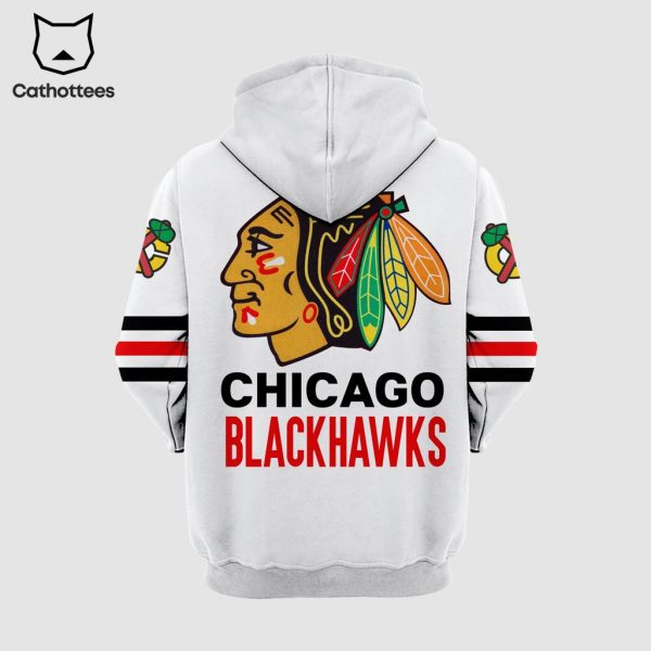 Chicago Blackhawks Military Appreciation White Logo Design 3D Hoodie