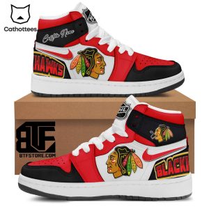 Chicago Blackhawks Red White Nike Logo Design Air Jordan 1 High Top