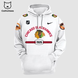 Chicago Blackhawks White 1926 Nike Logo Design 3D Hoodie