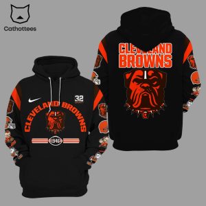 Cleveland Browns 1946 Nike Logo Black Mascot Design 3D Hoodie