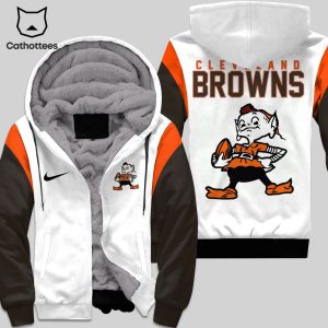 Cleveland Browns 1946 White Brown Mascot Design 3D Hoodie