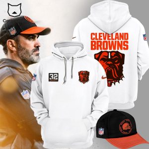 Cleveland Browns 32 Mascot White Design 3D Hoodie