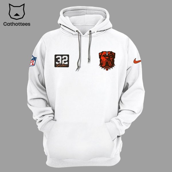 Cleveland Browns 32 Mascot White Design 3D Hoodie