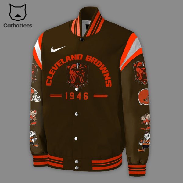 Cleveland Browns Dawg Nike Logo 1946 NFL Baseball Jacket