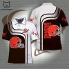 Cleveland Browns Football Logo Orange White Design 3D Polo Shirt