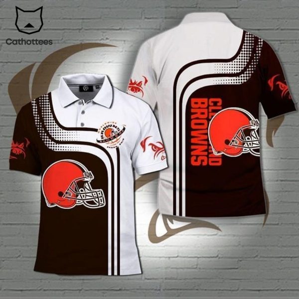 Cleveland Browns Football Logo Brown White Design 3D Polo Shirt