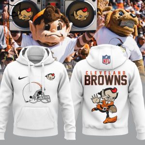 Cleveland Browns Football Nike Logo Mascot White Design 3D Hoodie