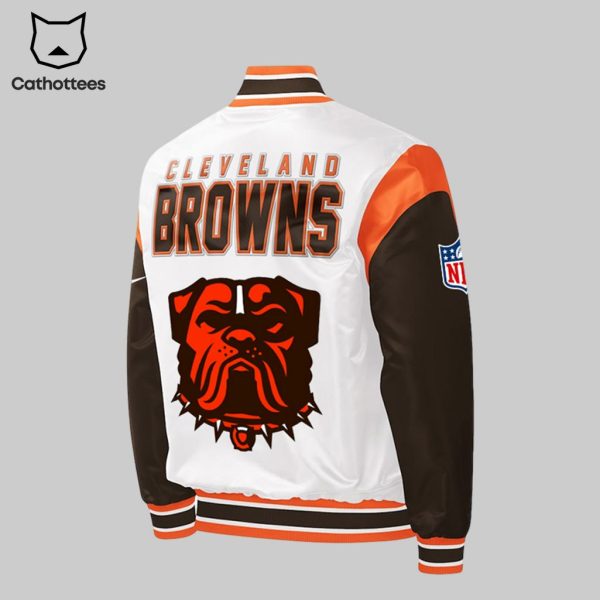 Cleveland Browns Mascot White Brown Nike Logo Design Baseball Jacket