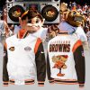 Cleveland Browns Mascot White Brown Nike Logo Design Baseball Jacket