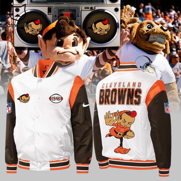 Cleveland Browns _Wear Your White_ 1946 White Brown Design Baseball Jacket